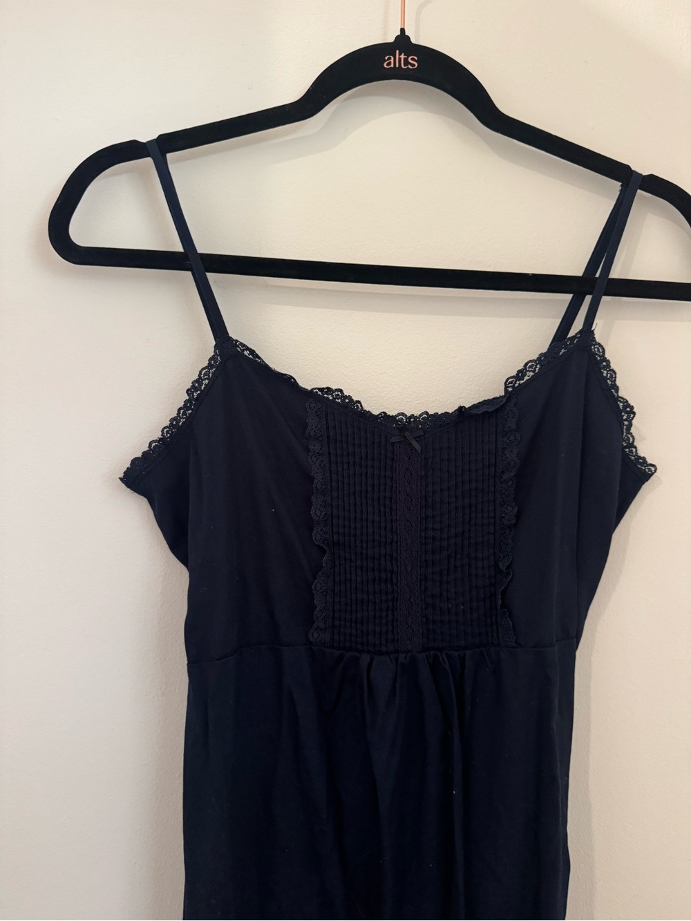 Brandy Melville Navy Blue Midi Dress with Lace Trim - Picture 4 of 8